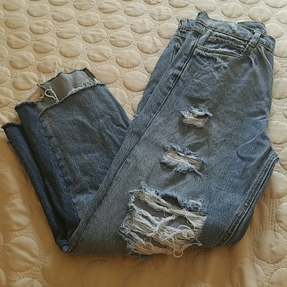 Zara Distressed Mixed Denim Jeans